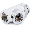Bitspower Silver Shining T-Block Rotary G1/4"& Inner G1/4"x2 (BP-TBRGIG2)