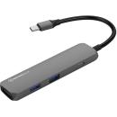 MICROPACK USB C to HDMI Adapter with 2 x Fast USB 3.0 Ports Grey (MDC-4HP)