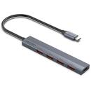 VENTION 5-in-1 USB 3.2 Gen2 Mini Hub with USB-C Power Supply Port 0.15m Grey (CKHHB)