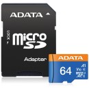 ADATA 64GB Premier Premier microSDXC/SDHC UHS-I Class10 w/ Adapter (AUSDX64GUICL10A1-RA1)